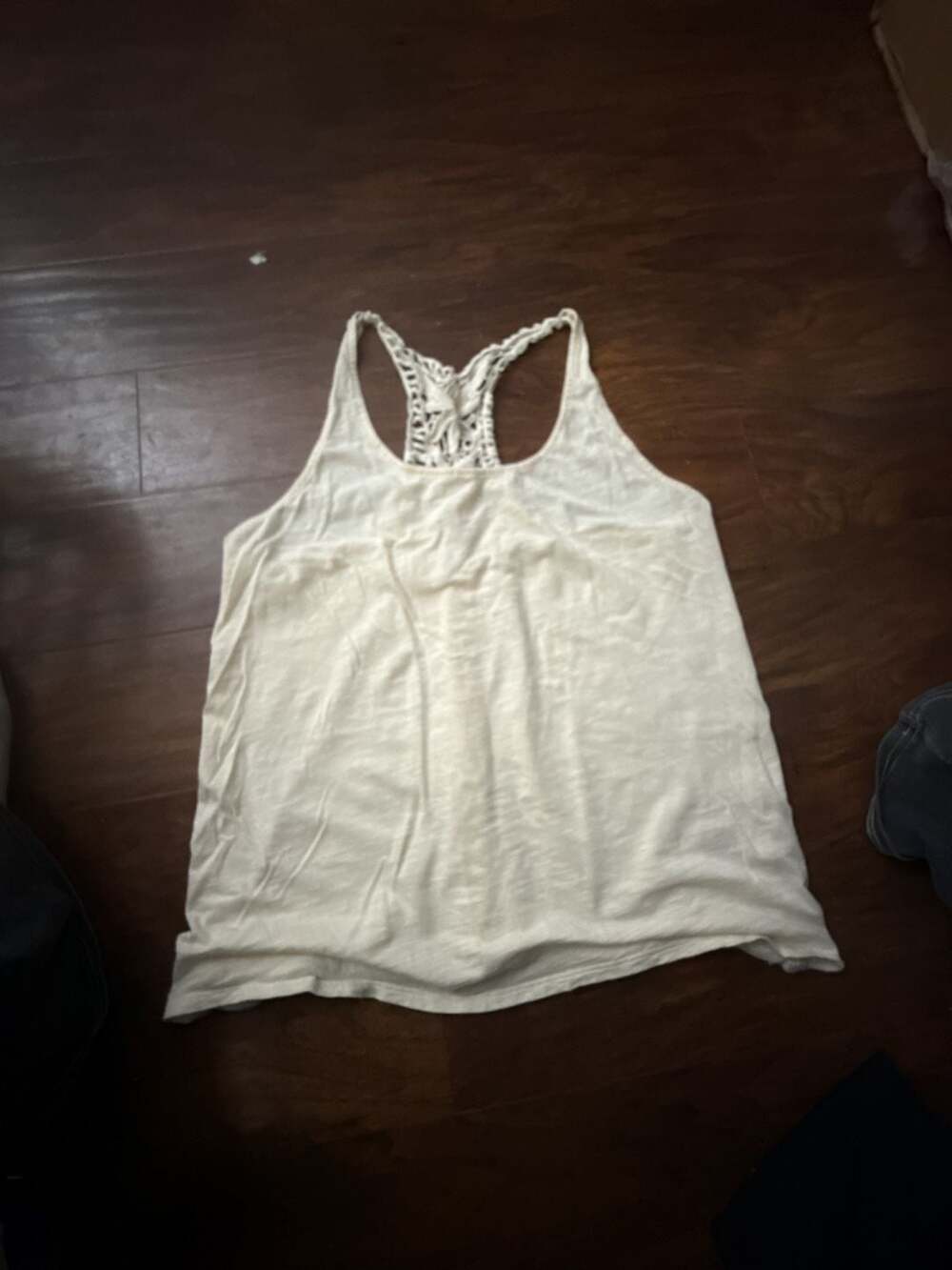 The North Face Ivory Racerback Tank Top with Crochet Detail